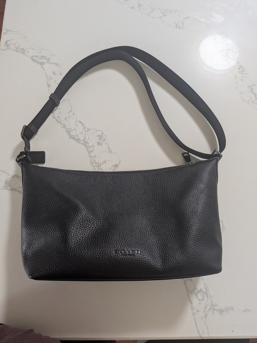 Coach Pebbled Leather Black Shoulder Bag -Finn